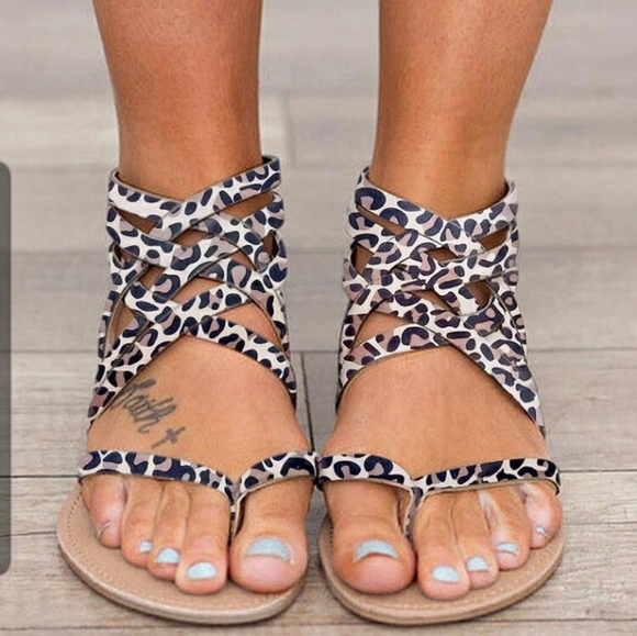 Fairyseason Shoes - NWT Fairyseason leopard strappy sandal 39